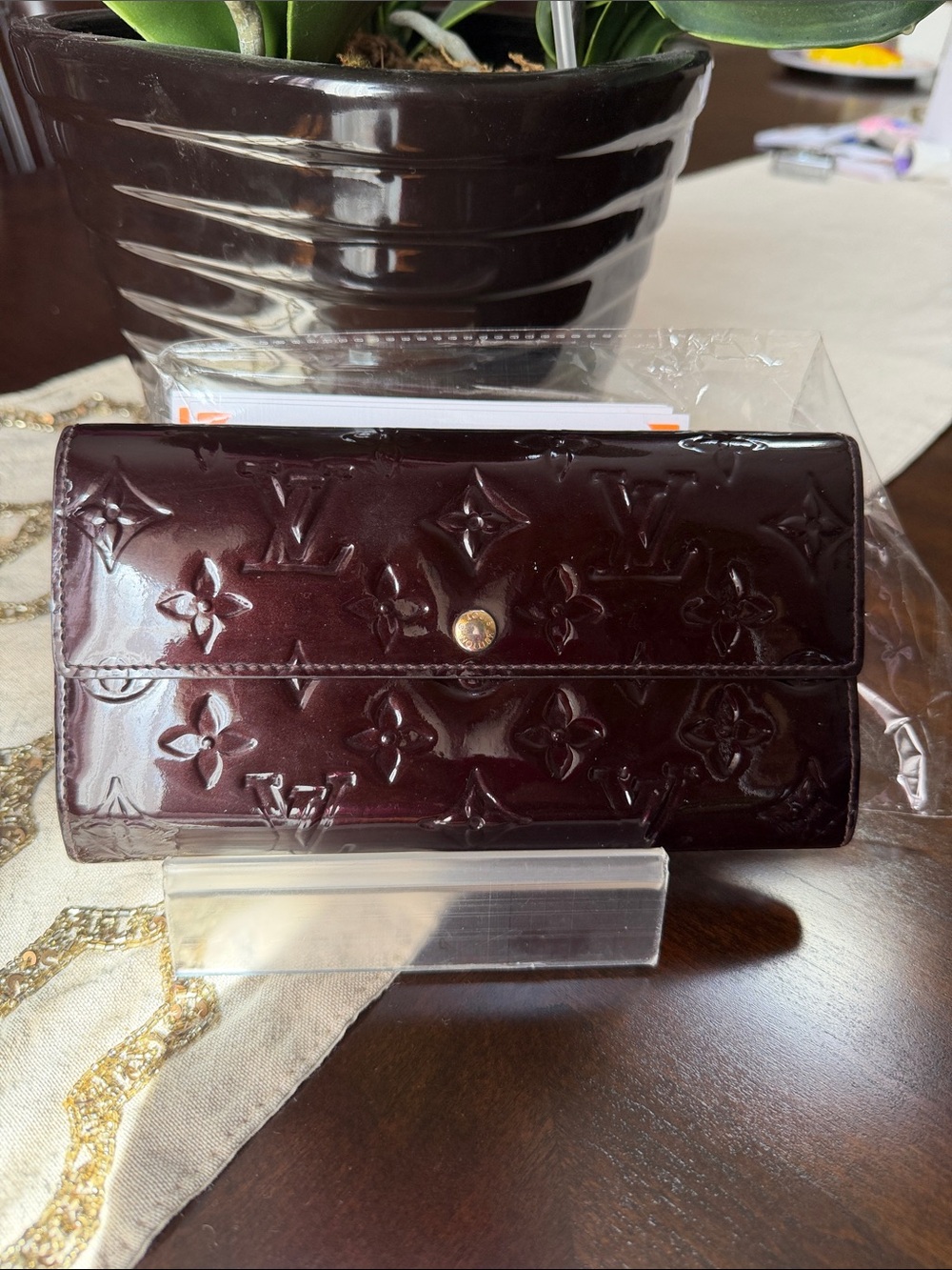Louis Vuitton Vernis Monogram Continental Wallet - Amarante